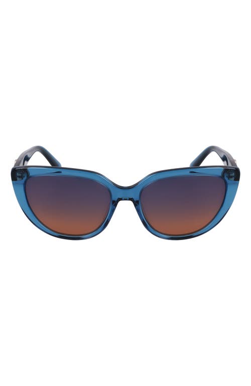 Longchamp Le Pliage 53mm Gradient Cat Eye Sunglasses In Transparent Blue