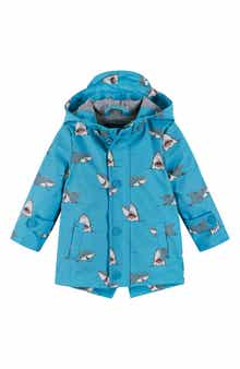 Andy & Evan Shark Print Waterproof Hooded Raincoat
