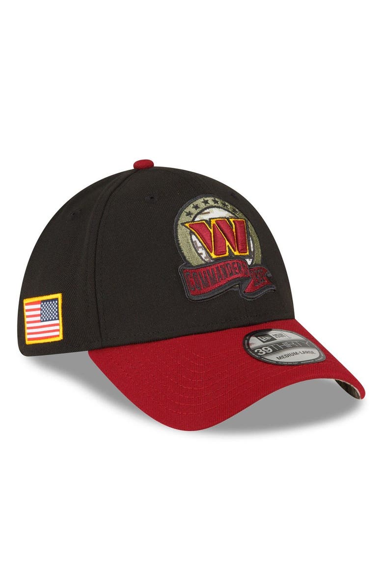 New Era Men's New Era Black/Burgundy Washington Commanders 2022 Salute To Service 39THIRTY Flex Hat, Main, color, 