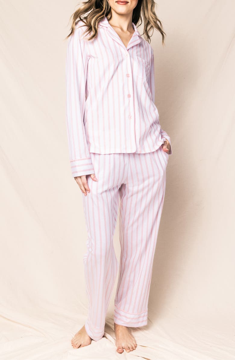 Petite Plume Pink Stripe Cotton Pima Pajamas, Main, color, Pink