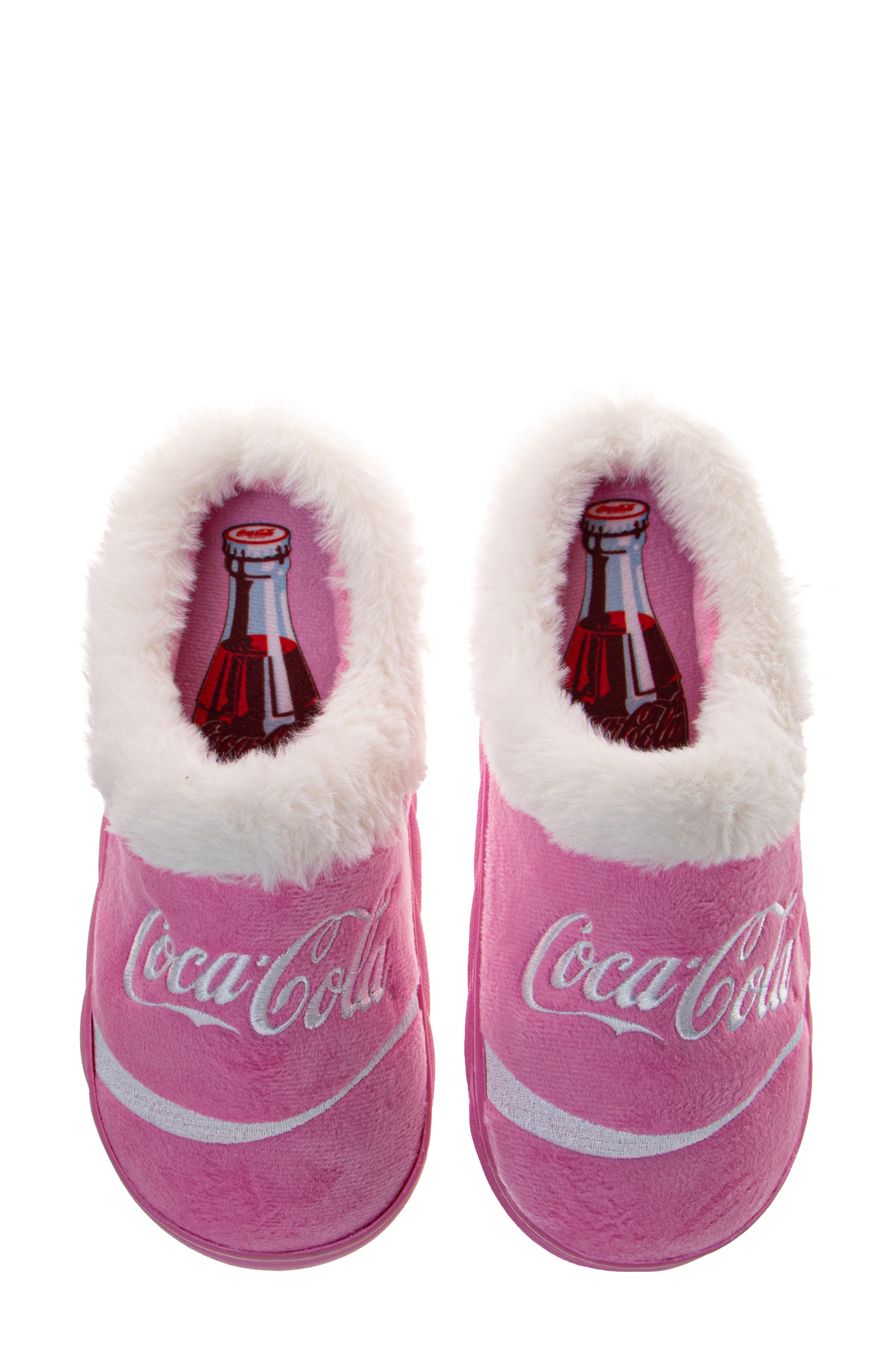 JOSMO Coca-Cola<sup>®</sup> Faux Fur Trim Slipper, Alternate, color, Pink