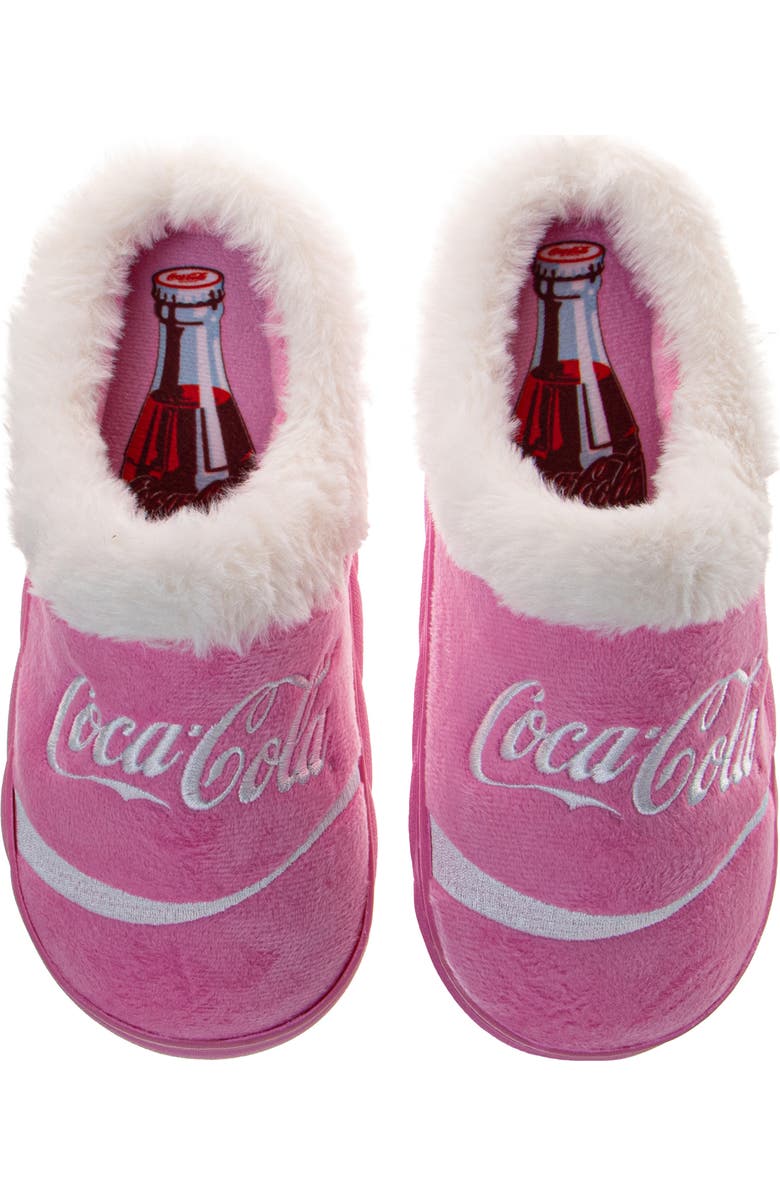 JOSMO Coca-Cola<sup>®</sup> Faux Fur Trim Slipper, Alternate, color, Pink