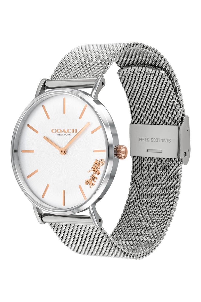 Perry Mesh Strap Watch, 36mm, Alternate, color, SILVER