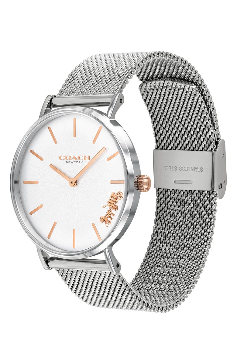 COACH Perry Mesh Strap Watch, 36mm, Alternate, color, Silver