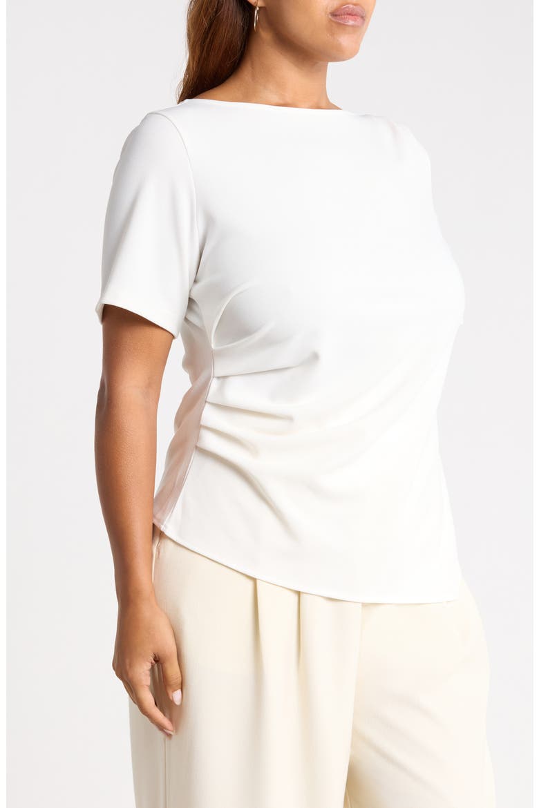 Asymmetrical Gathered T-shirt, Alternate, color, IVORY TOFU
