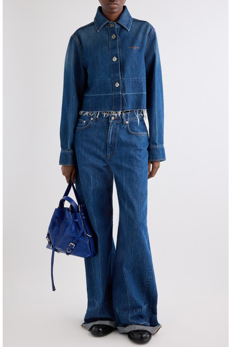 Raw Edge Wide Leg Denim Jeans, Alternate, color, MEDIUM BLUE