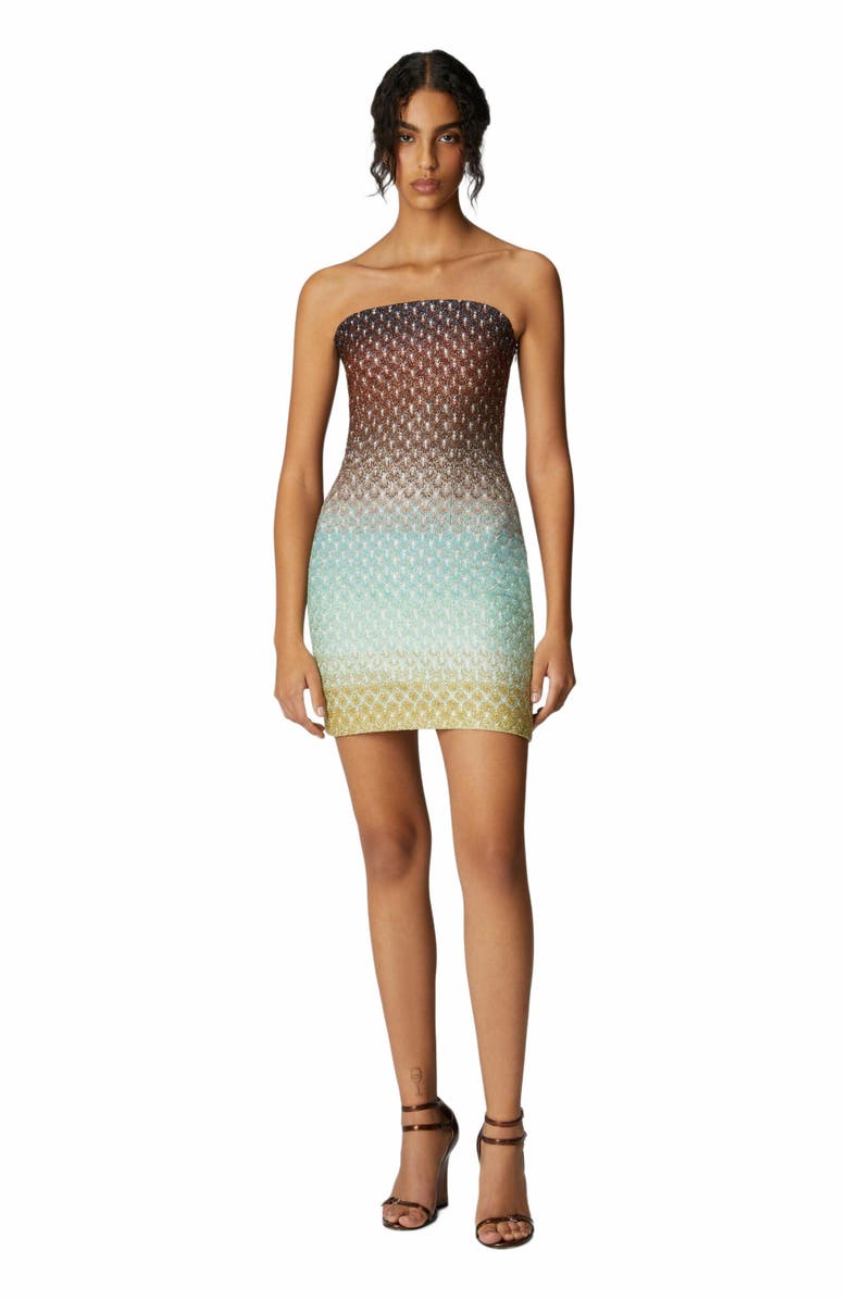 Missoni Strapless Mini Dress In Dégradé Lace, Alternate, color, Multicoloured
