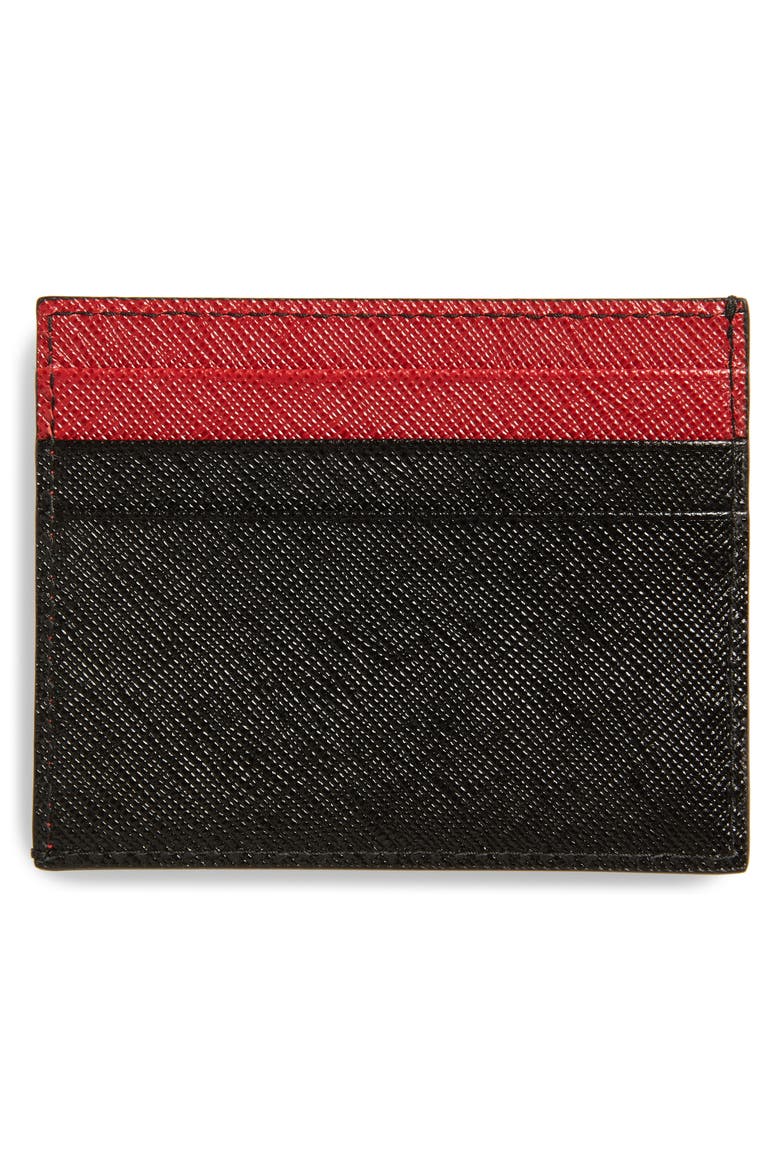 Saffiano Leather Card Case, Alternate, color, BLACK