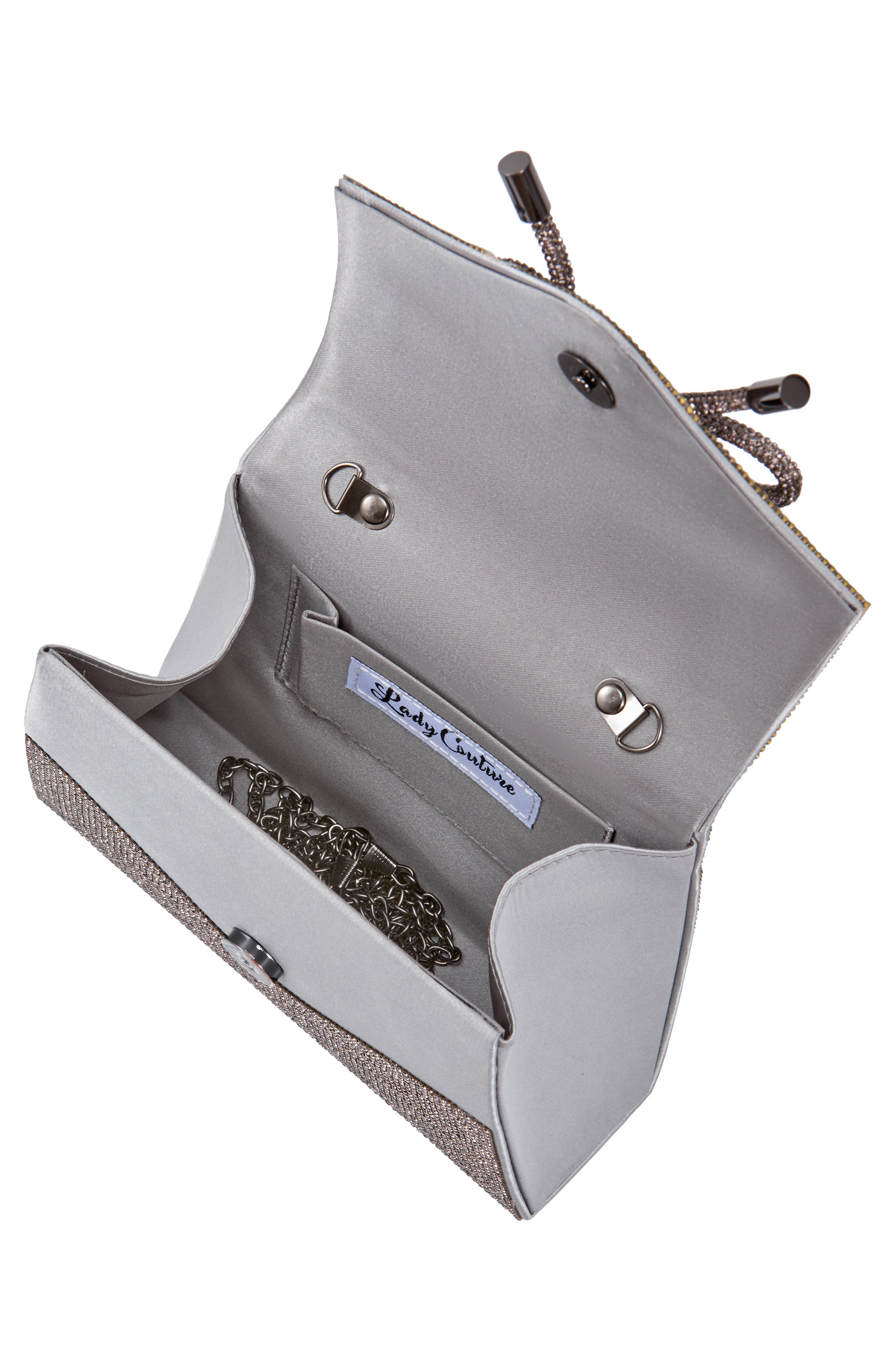 LADY COUTURE Rhinestone Top Handle Evening Bag, Alternate, color, Pewter