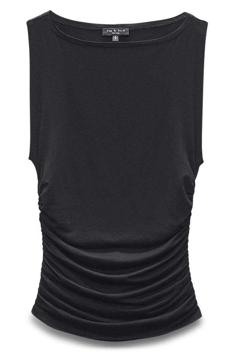 Luca Shirred Tank Top, Alternate, color, BLACK