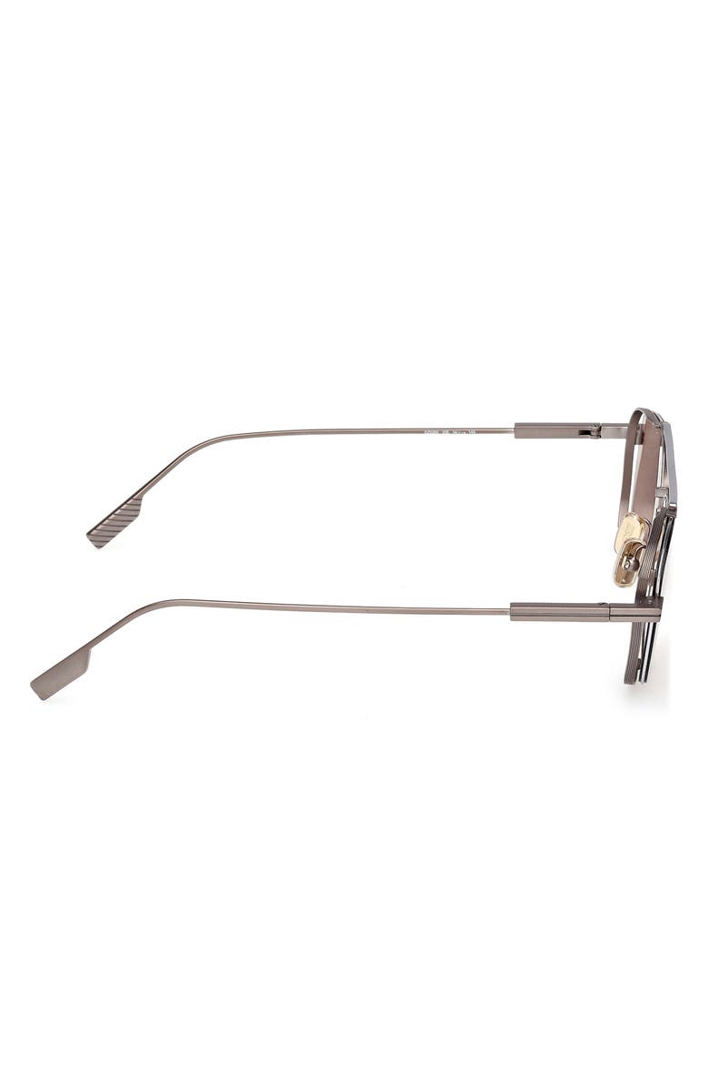 ZEGNA 54mm Rectangular Sunglasses, Alternate, color, Aniline / Palladium / Brown