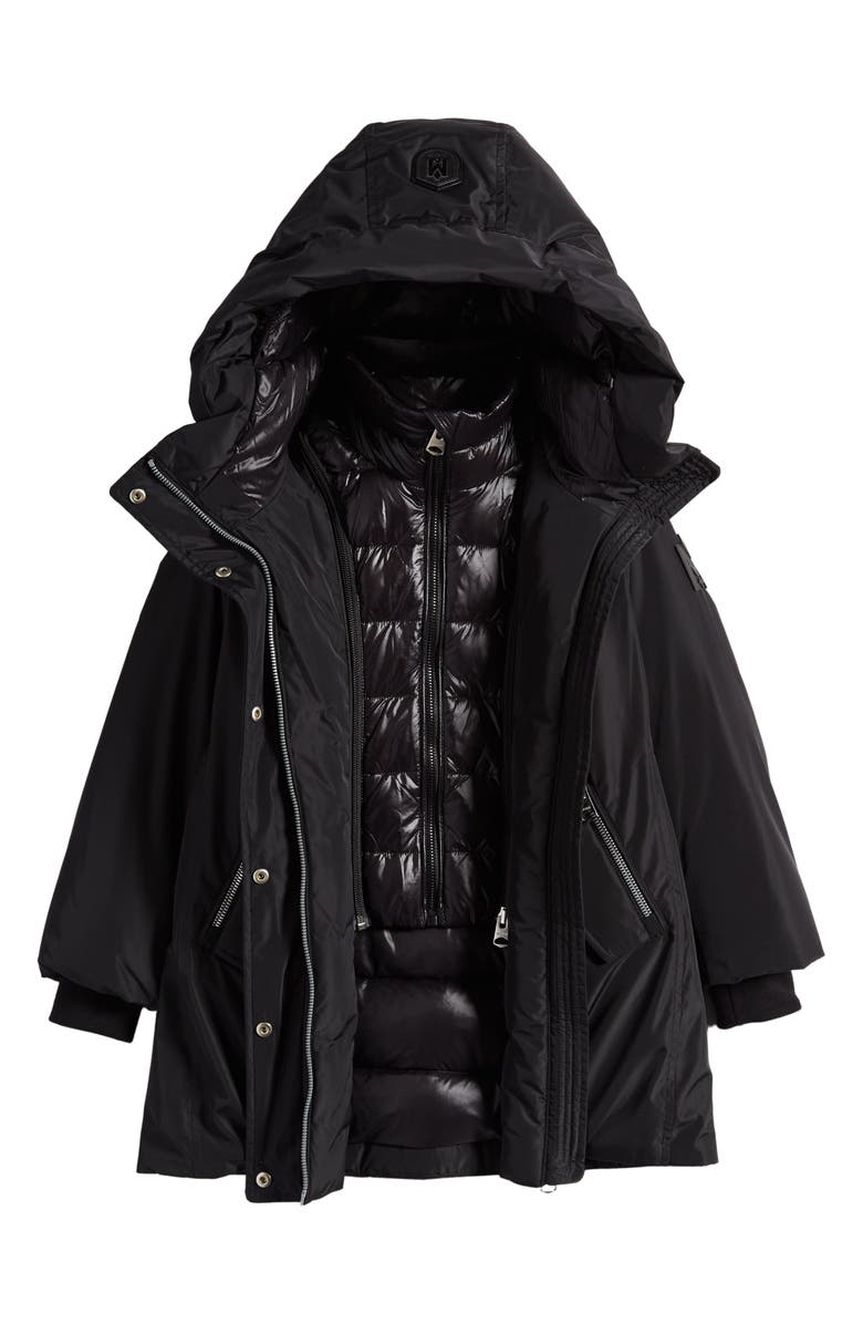 Mackage Kids' Shayna-T 800 Fill Power Down Jacket with Bib, Alternate, color, Black