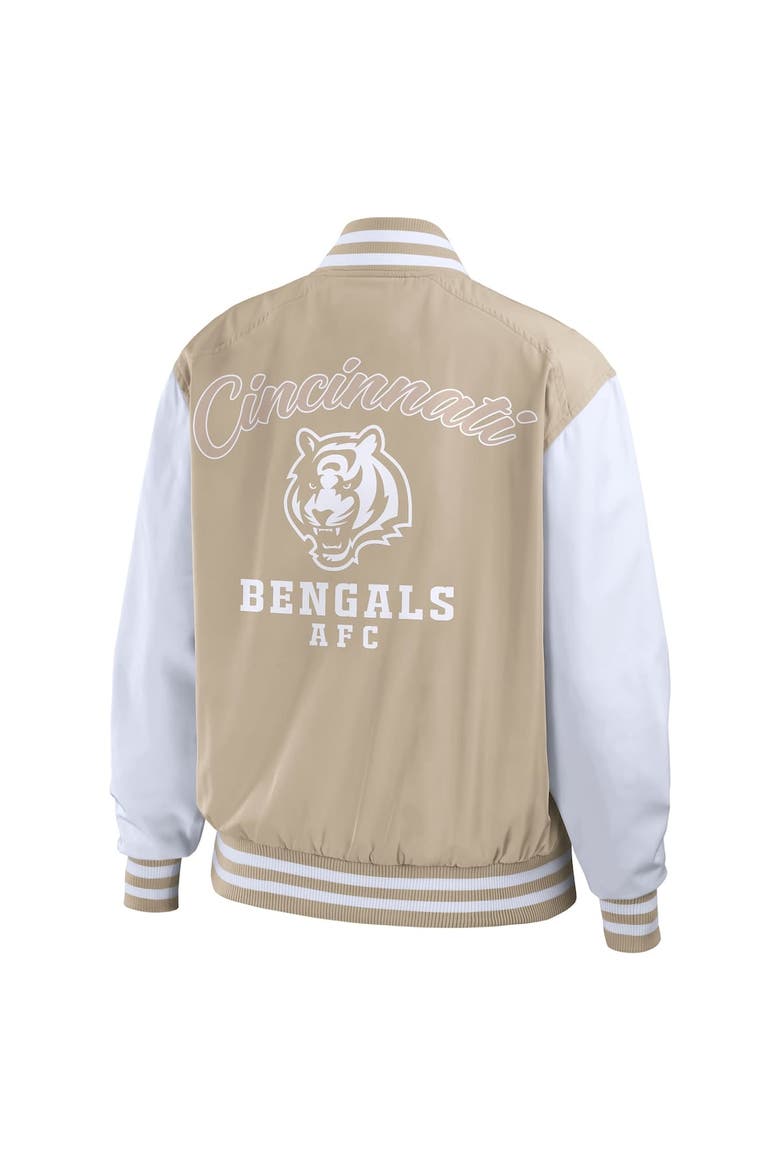 Women's WEAR by Erin Andrews Tan Cincinnati Bengals Tonal Full-Zip Bomber Jacket, Alternate, color, Tan