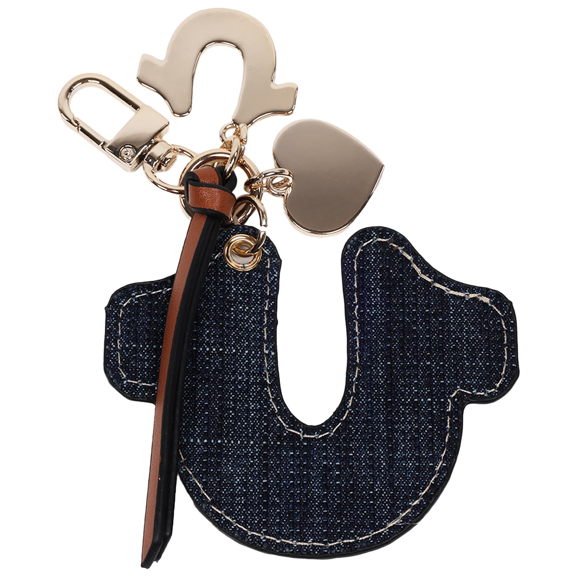 True Religion Denim Horseshoe Bag Charm, Alternate, color, Dark Denim