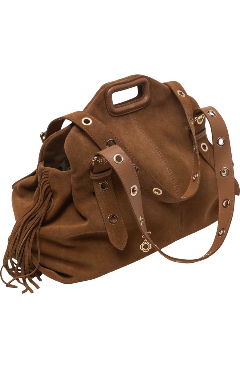 maje Suede Miss M XL bag, Alternate, color, Camel