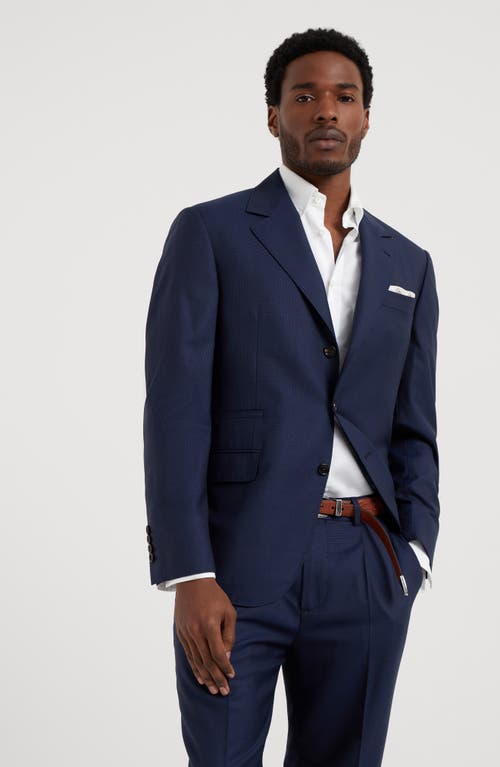 Brunello Cucinelli Prince Of Wales Blazer In Blue