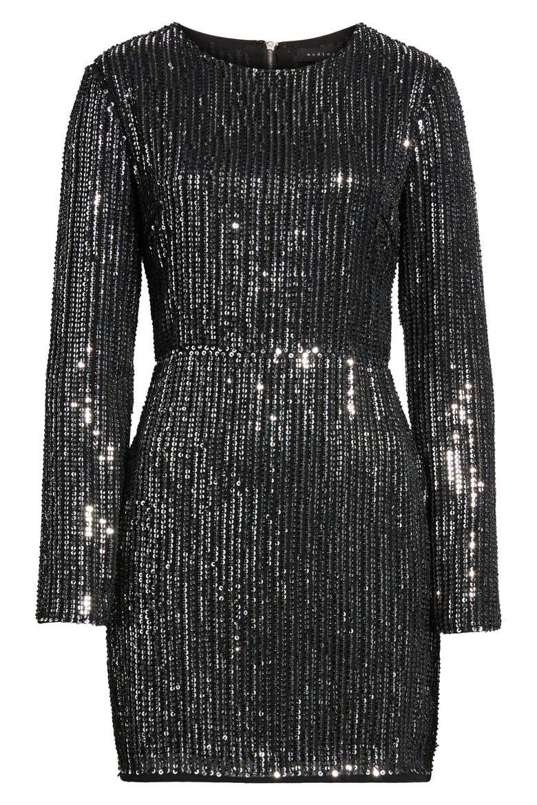 Open Back Sequin Dress, Alternate, color, SILVER
