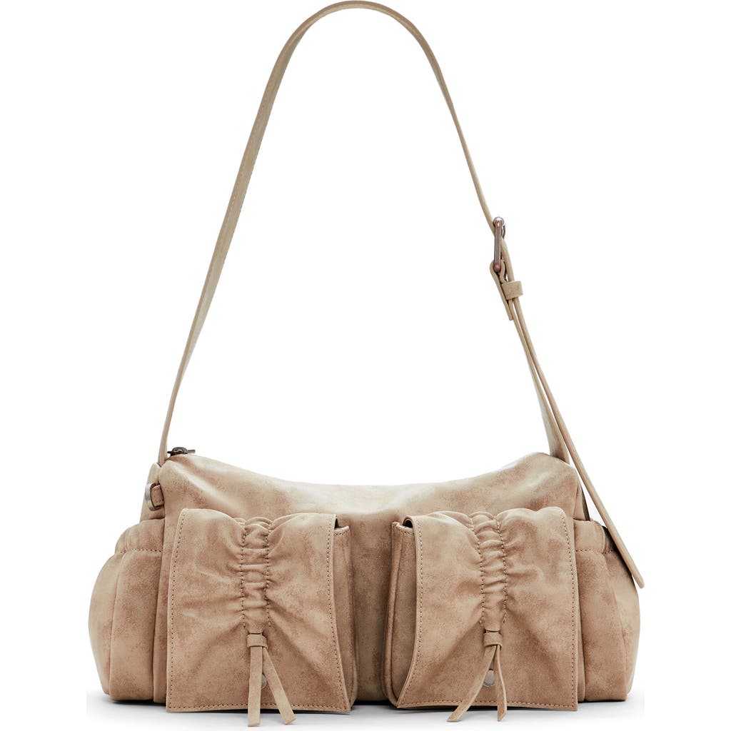 Desigual Faux Leather Shoulder Bag In Sand
