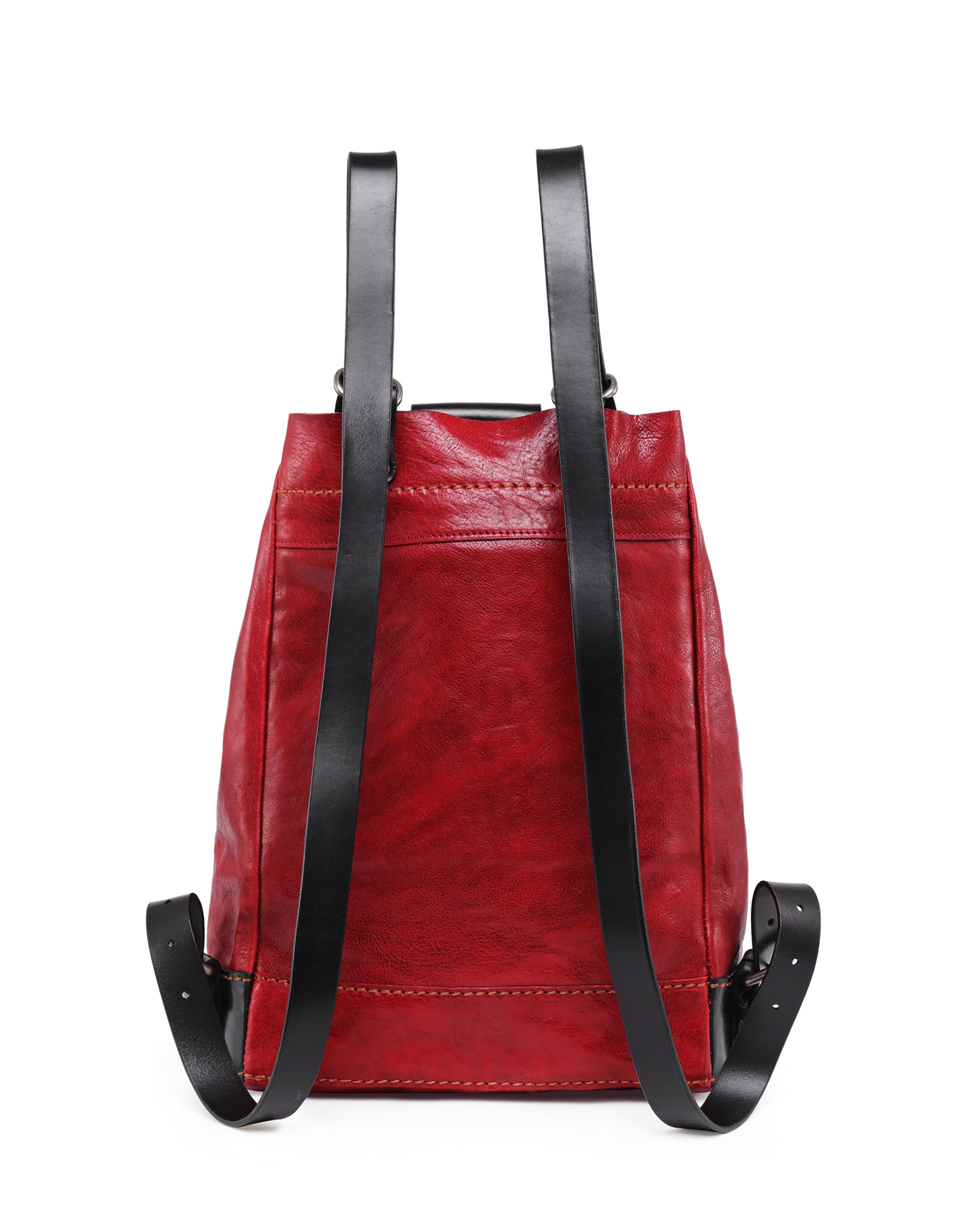 Canna Genuine Leather Convertible Bucket Backpack, Alternate, color, Red