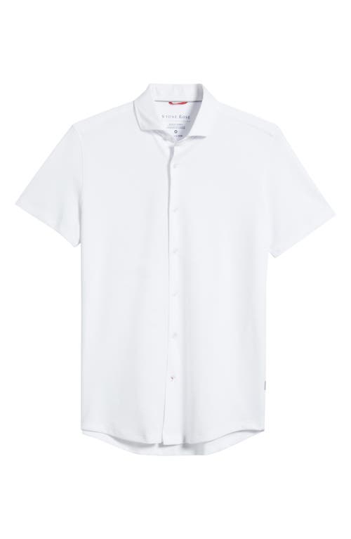 Stone Rose Solid Technical Piqué Knit Short Sleeve Button-up Shirt