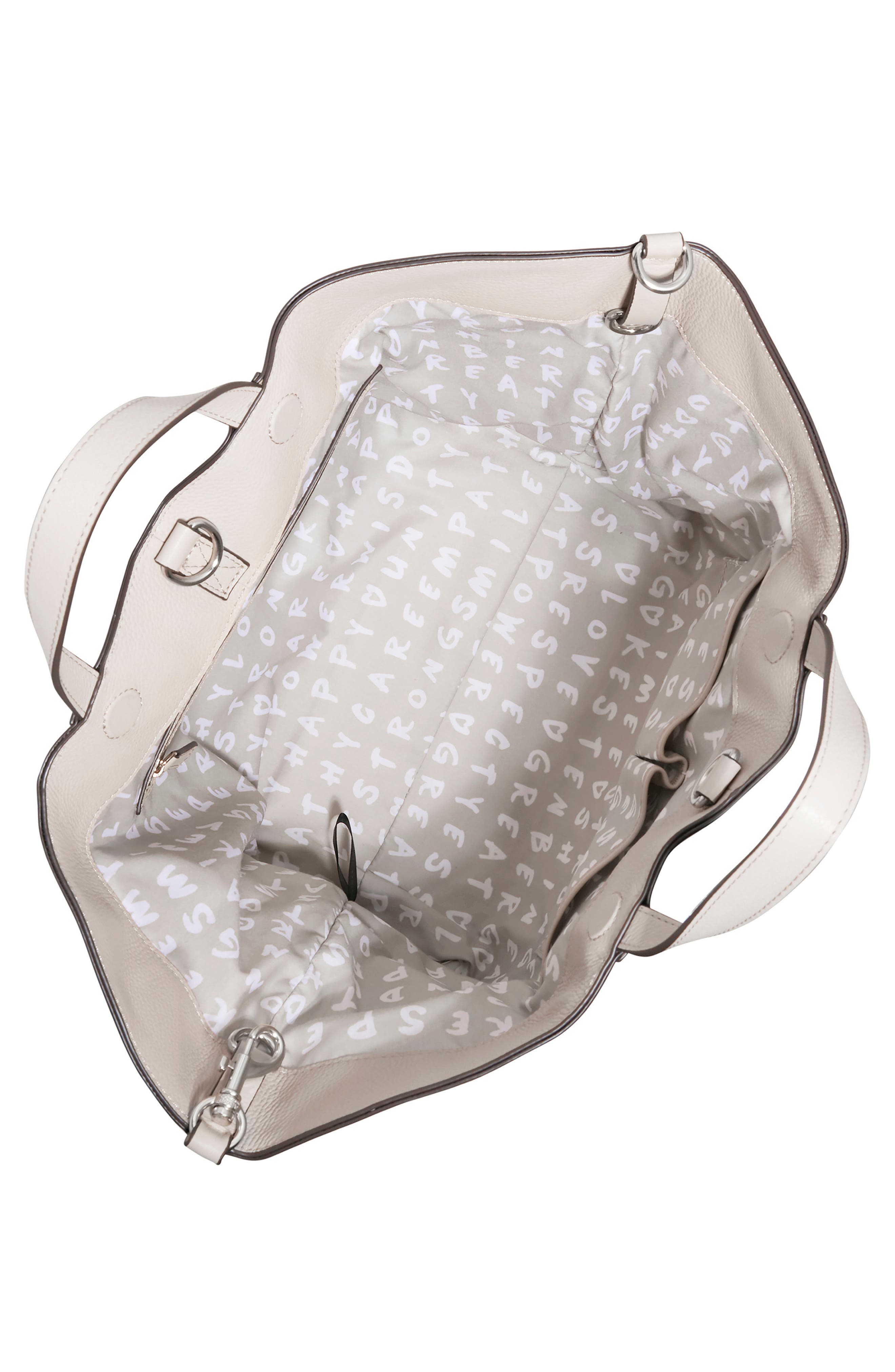 AIMEE Empire Convertible Leather Tote, Alternate, color, Chalk