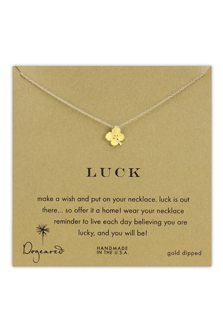 'Luck' Clover Pendant Necklace, Main, color, GOLD