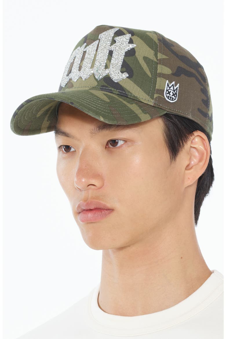 Crystal Logo Cotton Twill Baseball Cap, Alternate, color, CAMO