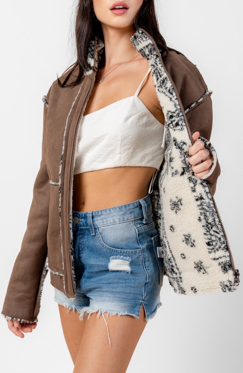 Beivy Reversible Faux Shearling Jacket, Alternate, color, Chocolate