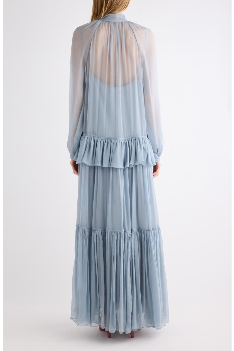 Silk Mousseline Maxi Dress, Alternate, color, SANDY BLACK