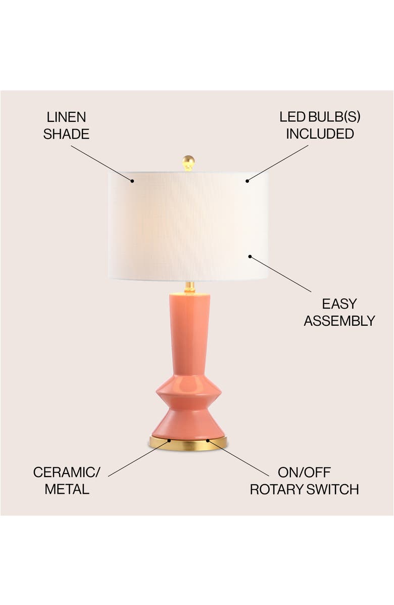 JONATHAN Y Ziggy Ceramic/Iron Contemporary Glam LED Table Lamp, Alternate, color, Coral/Brass Gold