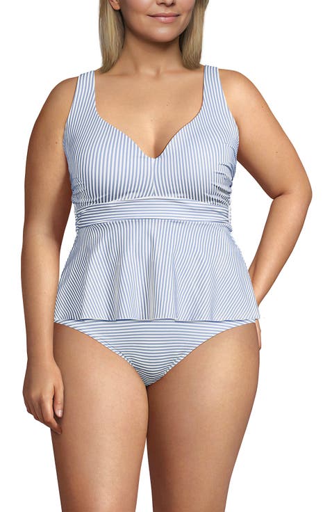 Plus Size Sweetheart Belted Flutter Tankini