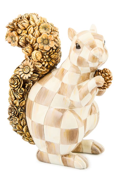 Mocha Check Squirrel Figurine