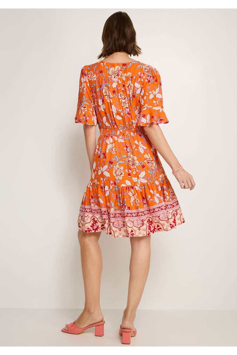 Tiered Short Sleeve Dress, Alternate, color, Orange Multi