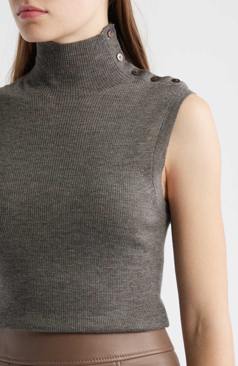 BOSS Fermesi Sleeveless Mock Neck Sweater, Alternate, color, Walnut Ash Melange