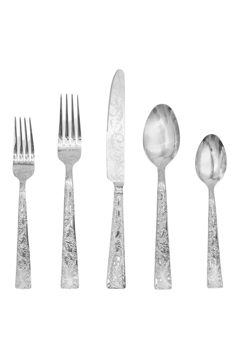 Parisian Garden 20-Piece Flatware Set, Main, color, SILVER