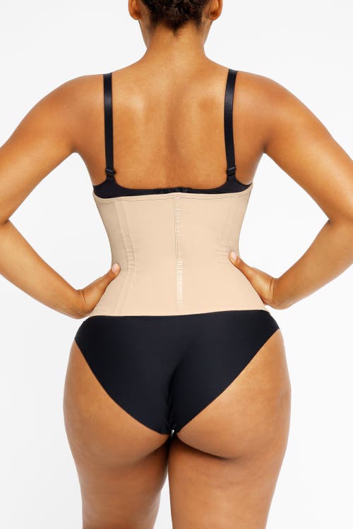 Shapellx Core Control Latex Waist Trainer In Pinkish Beige