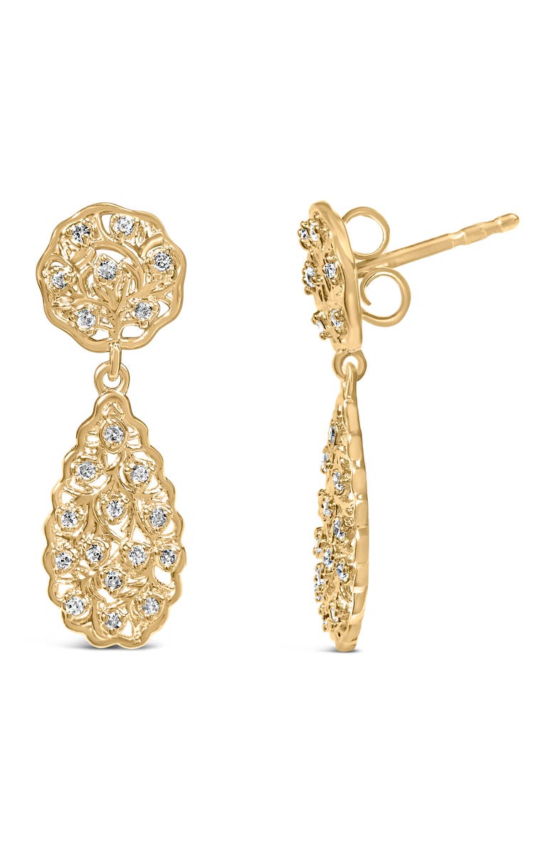 Haus of Brilliance 14K Yellow Gold Plated Silver 1/5 Cttw Diamond Teardrop Filigree Earrings, Alternate, color, Yellow