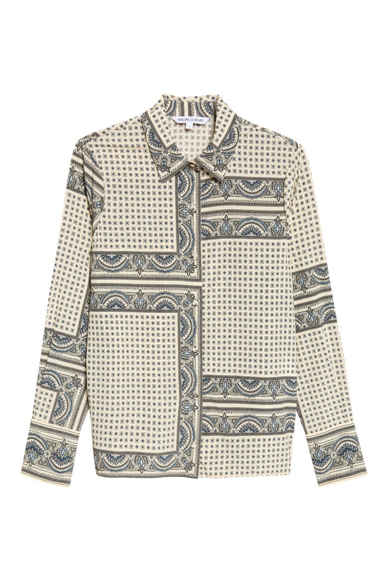 Monique Mixed Paisley Silk Blend Shirt, Alternate, color, ECRU MULTI