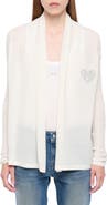 Zadig & Voltaire Robyn Beaded Heart Detail Tissue Weight Cashmere Cardigan