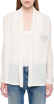 Zadig & Voltaire Robyn Beaded Heart Detail Tissue Weight Cashmere Cardigan