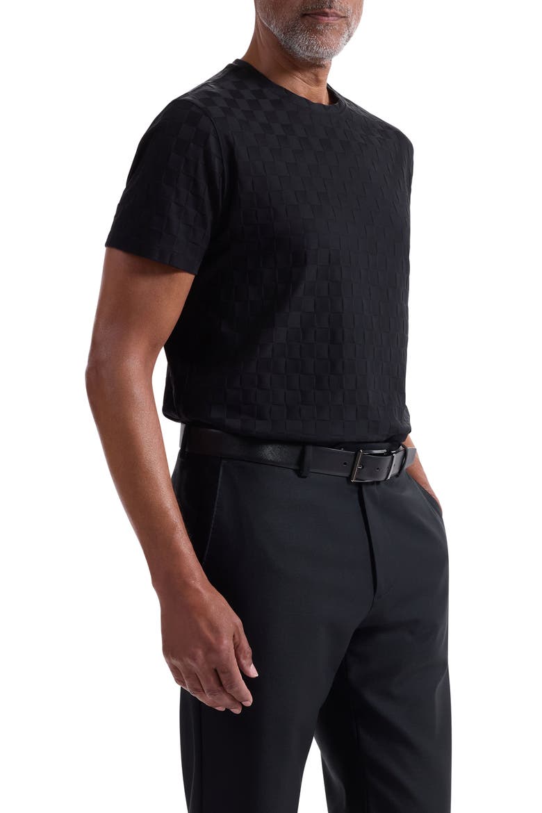 Geo Textured Cotton T-Shirt, Alternate, color, BLACK