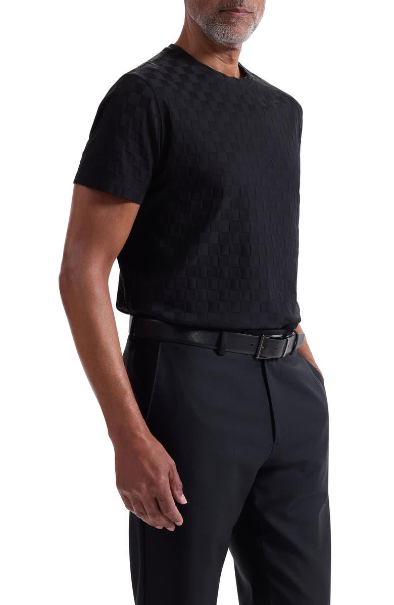 Bugatchi Geo Textured Cotton T-Shirt, Alternate, color, Black