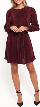 Petal & Pup Joy Long Sleeve Plissé Minidress