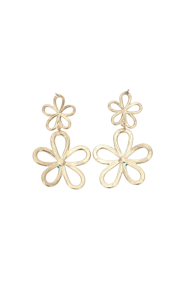 Flower Power Rhinestone Drop Earrings - Hypoallergenic Gold-Tone Layered Floral Statement Earrings with Multicolor Stones, 1.75 Inch, Alternate, color, Multicolor