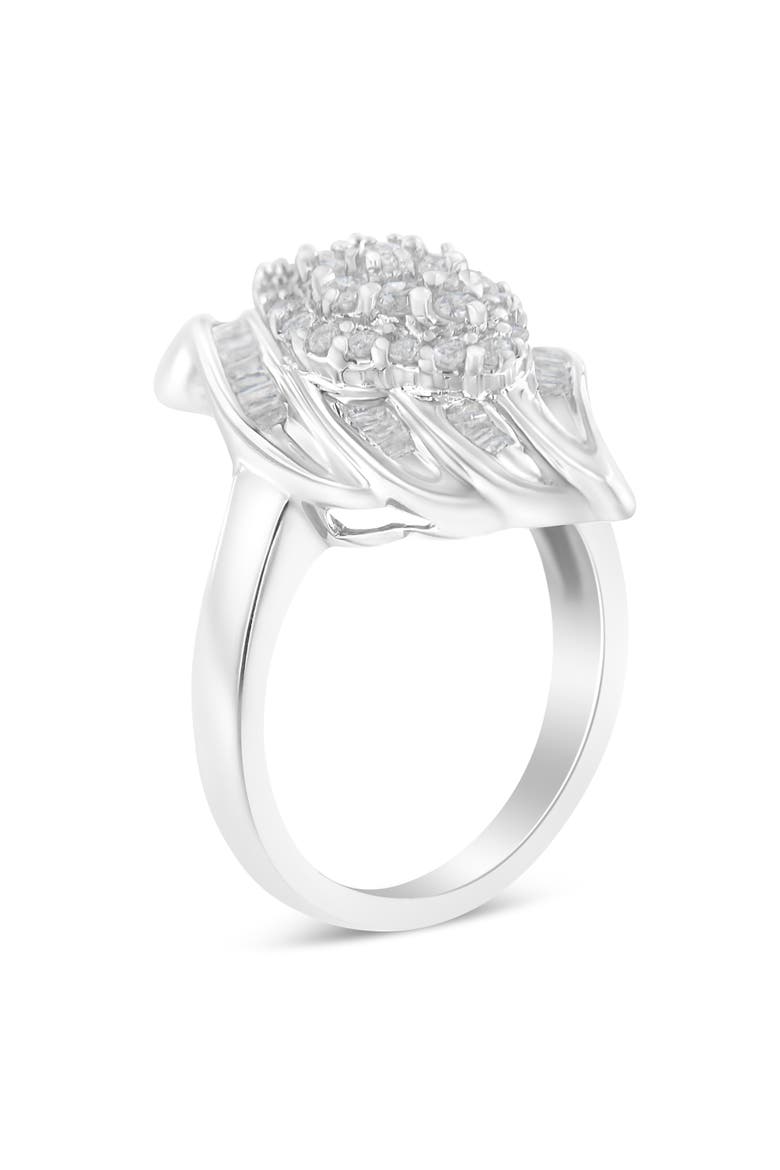 Silver 3/4 Cttw Diamond Stair-Stepped Cluster Waterfall Cocktail Ring, Alternate, color, Silver