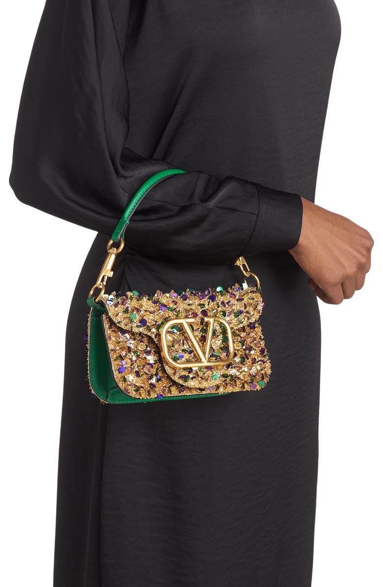 Valentino Garavani Small Locò Embellished Silk Shoulder Bag, Alternate, color,