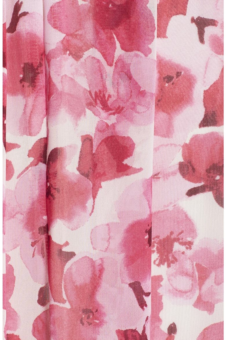 Print Pleated Chiffon Maxi Dress, Alternate, color, PINK/ IVORY