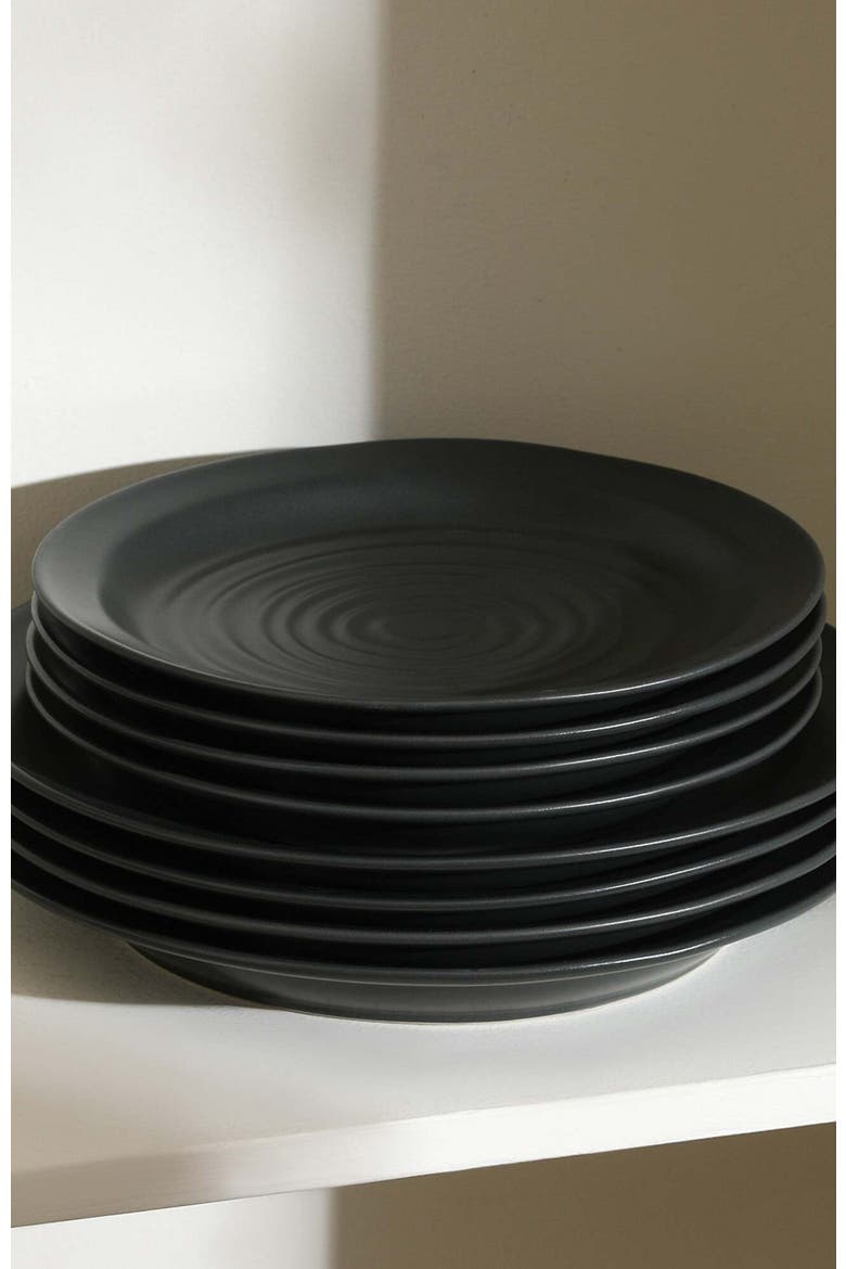 Orbit Stoneware 24-Piece Dinnerware Set with Pasta Bowls, Alternate, color, Charcoal 24 Piece Set