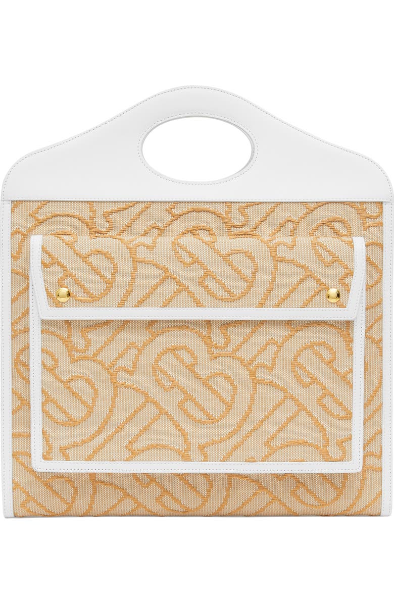 Burberry Medium Woven TB Monogram Canvas & Leather Tote, Main, color,