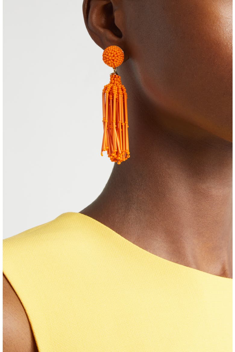 Beaded Tassel Drop Earrings, Alternate, color, TIGER LILY